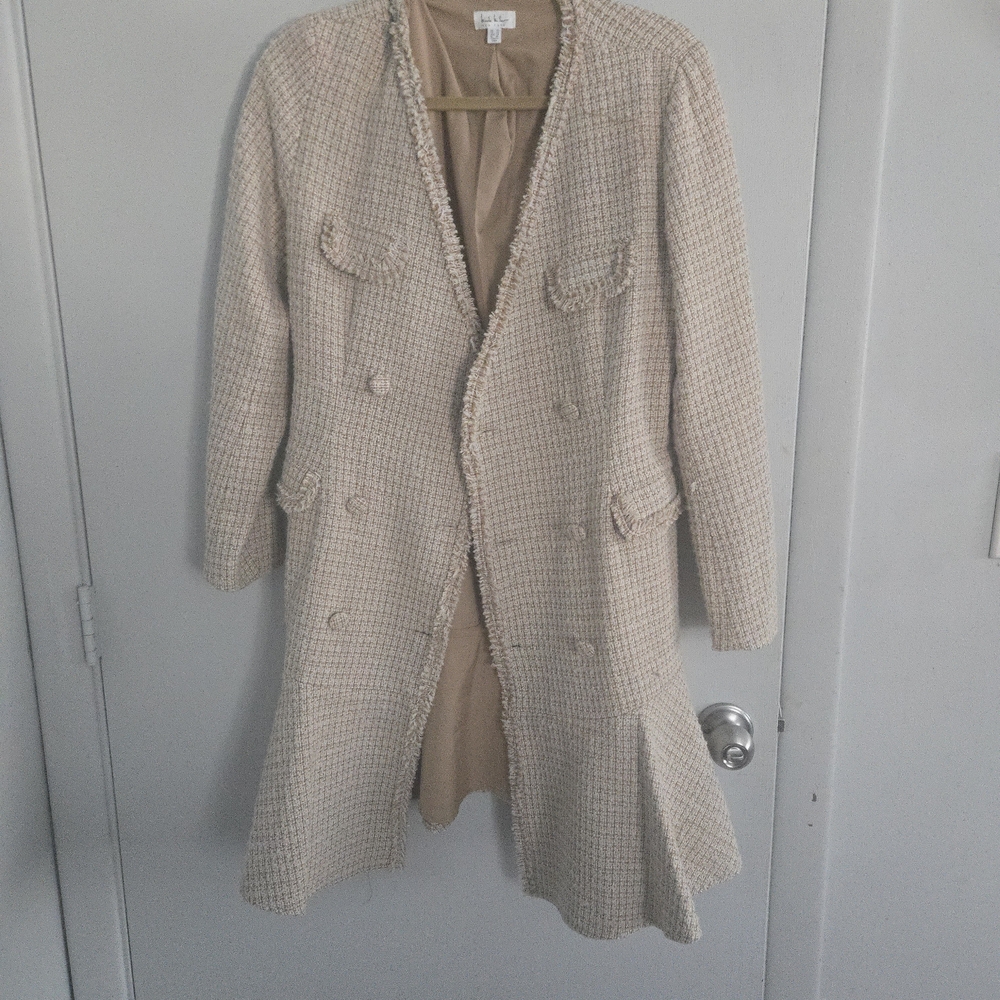 Nicole Miller Cream Tweed Women's Coat 10
